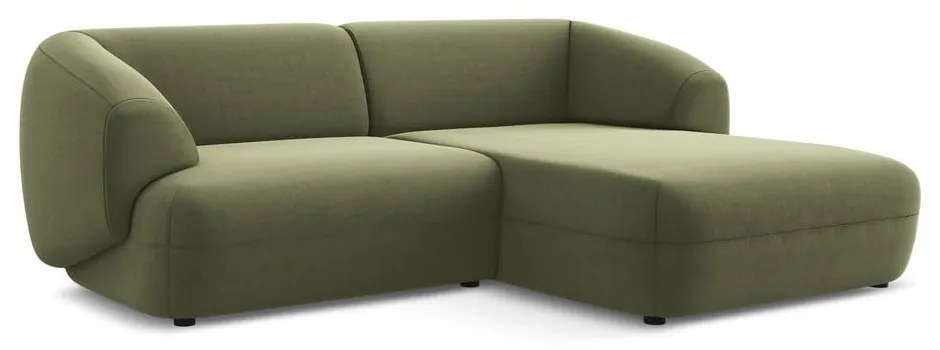 Zöld bársony sarokkanapé (jobb oldali) Moana – Makamii