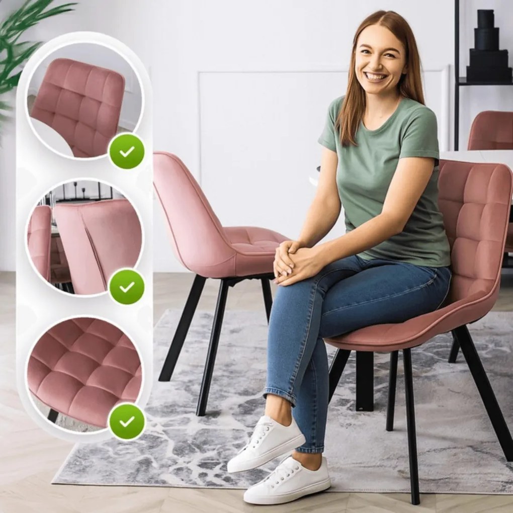 Rózsaszín Bársony Étkezőszék RICK