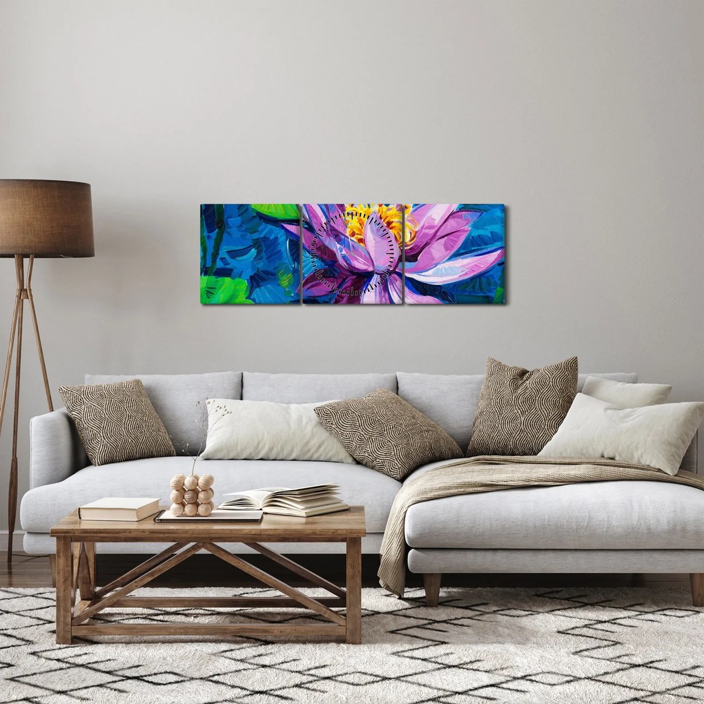 Egy vízi liliom képe a vízen (órával) (90x30 cm)
