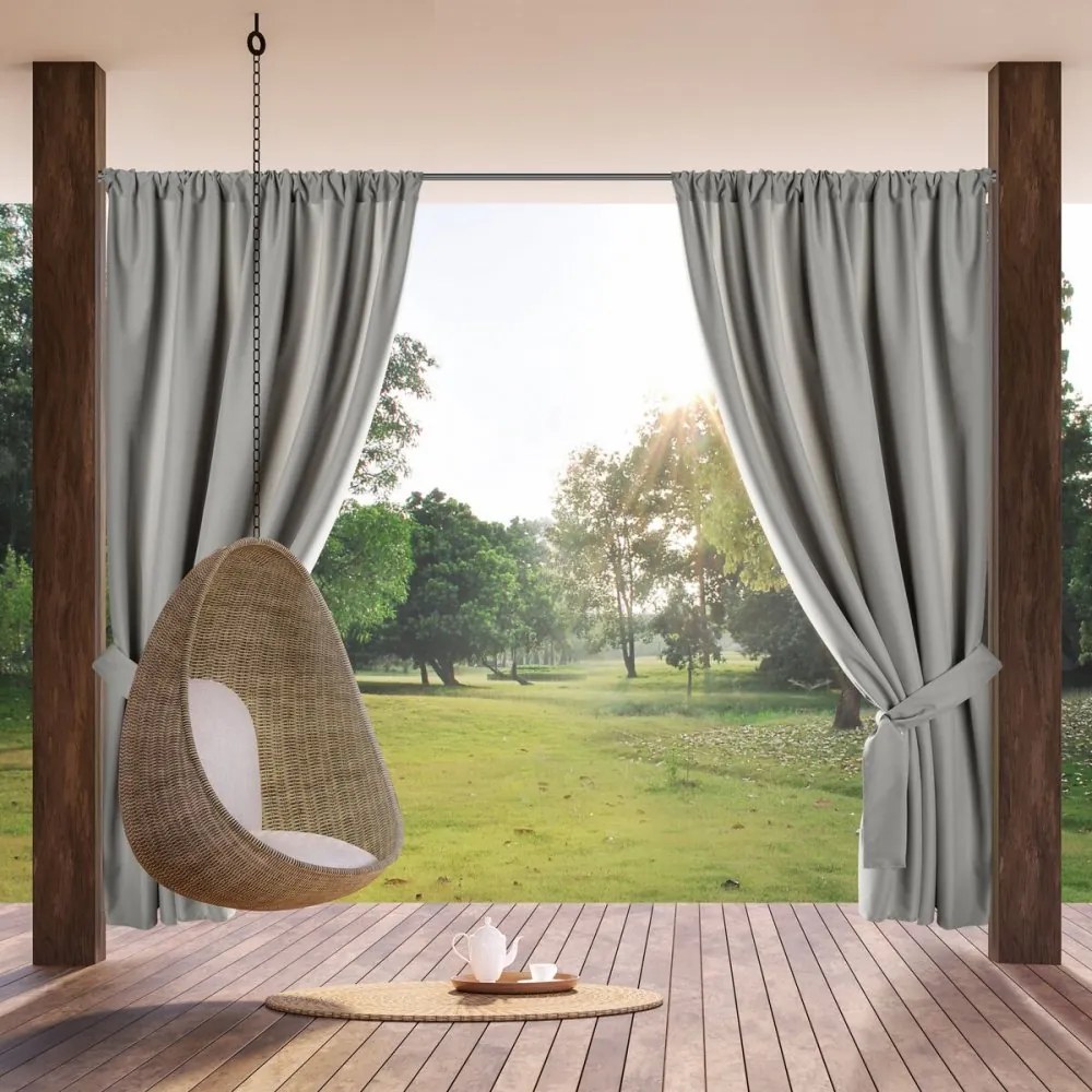 Világosszürke függöny pavilonhoz 155x200 cm