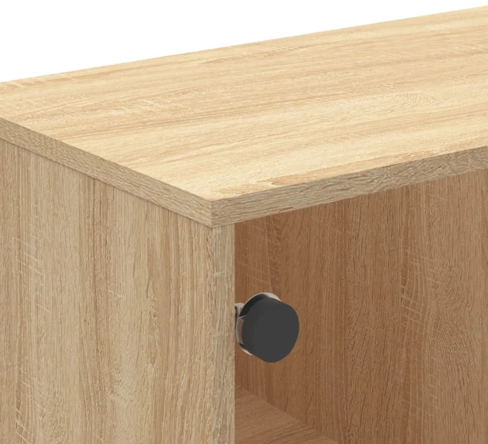 sonoma tölgy színű TV-szekrény üvegajtókkal 102 x 37 x 50 cm