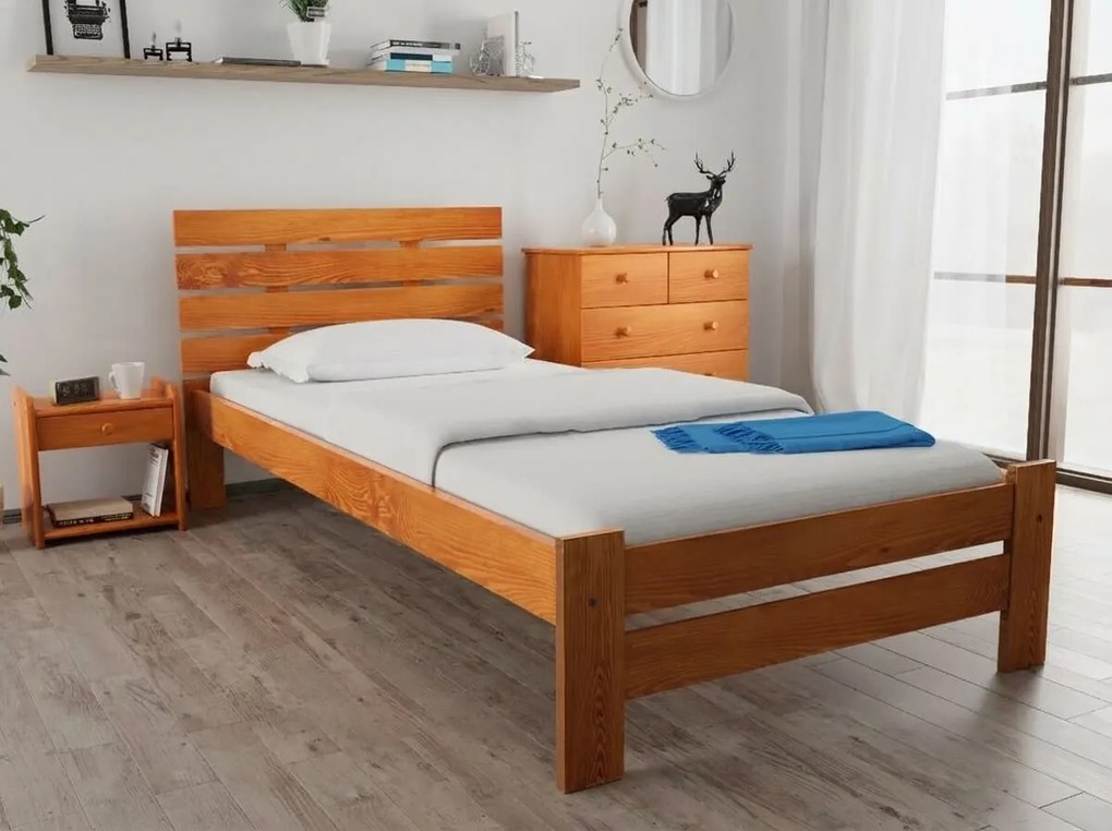 PARIS magasított ágy 90x200 cm, égerfa Ágyrács: Léces ágyrács, Matrac: Sommera 18 cm matrac