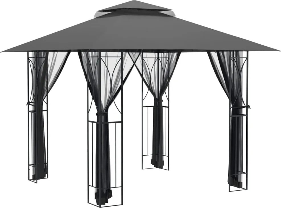 vidaXL antracit acél pavilon oldalfalakkal 300 x 300 x 270 cm