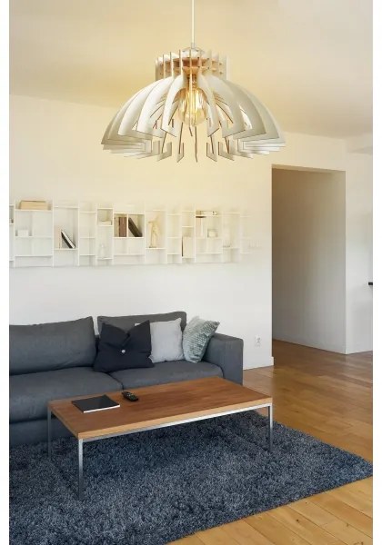 Csillár zsinóron 1xE27/60W/230V fehér átm. 39 cm