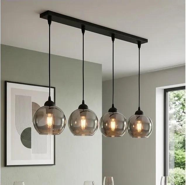 Brilagi - Kábelre függesztett DIOR csillár 4xE27/60W/230V fekete/füstszürke
