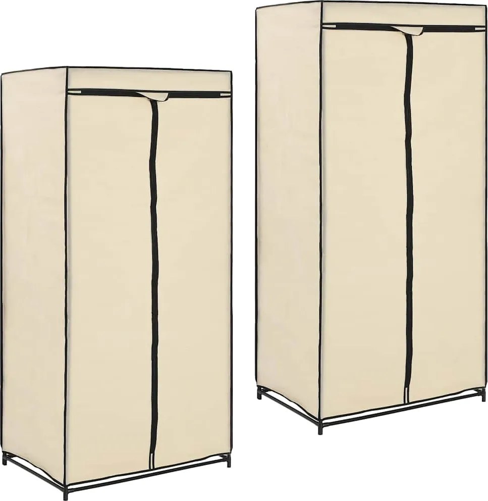 vidaXL 2 db krémszínű ruhásszekrény 75 x 50 x 160 cm