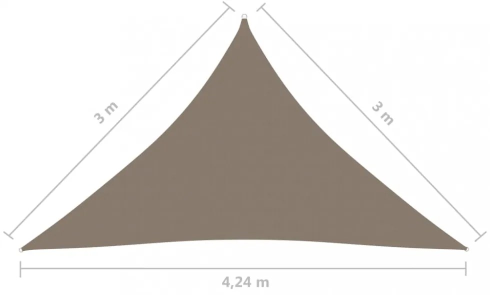 tópszínű háromszög alakú oxford-szövet napvitorla 3x3x4,24 m