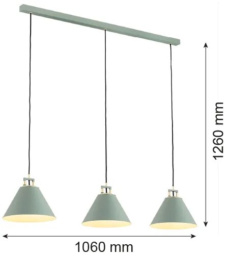 Argon 6177 - Csillár zsinóron ORTE 3xE27/15W/230V zöld