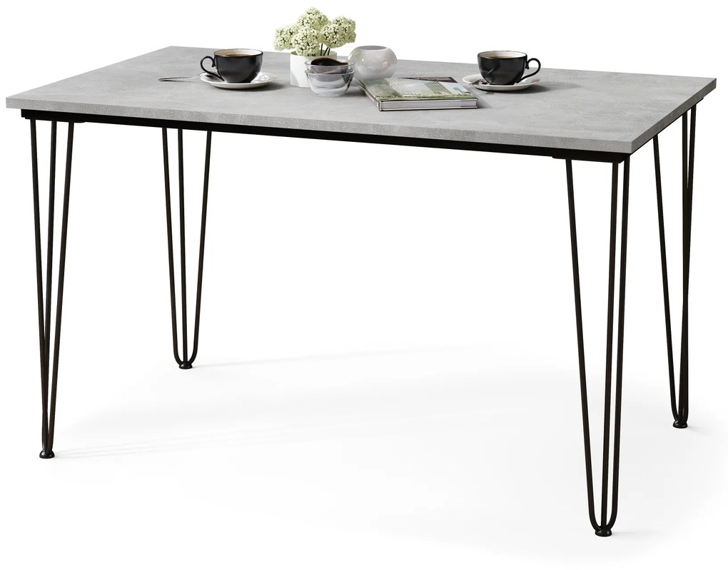 Mazzoni HAIRPIN S-120 Beton Világos Atelier - LOFT STÍLUSÚ ASZTAL KONYHÁBA/ÉTKEZŐBE/NAPPALIBA