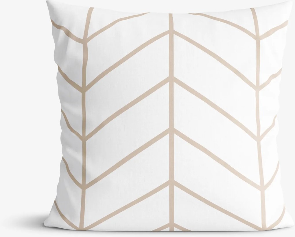 Goldea pamut párnahuzat - bézs cikkcakk fehéren 40 x 40 cm