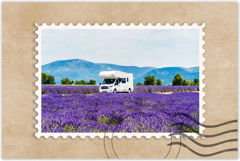 Poszterek 120x80 Lakókocsi a levendulamezők között
