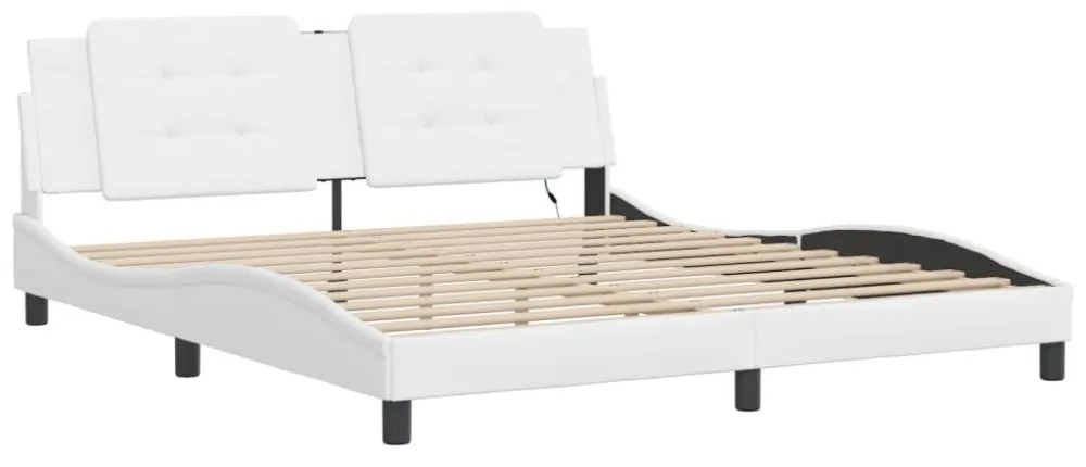 fehér ágykeret LED-ekkel matrac nélkül Zadar 180 x 200 cm