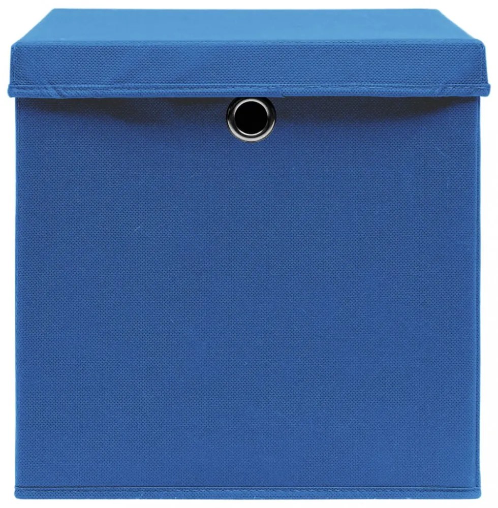 vidaXL 10 db kék fedeles tárolódoboz 28 x 28 x 28 cm