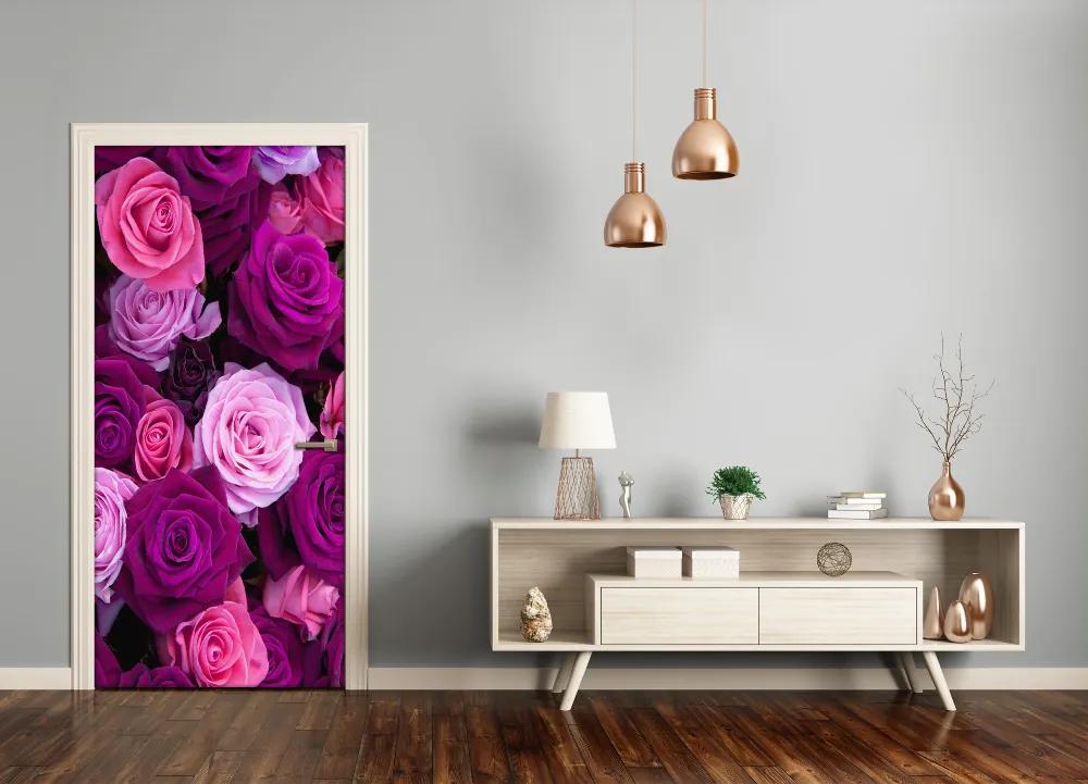 Fotótapéta ajtóra rózsaszín rózsa 75x205 cm