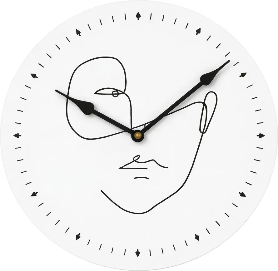 Fali óra LINE FACE 29 cm, fehér