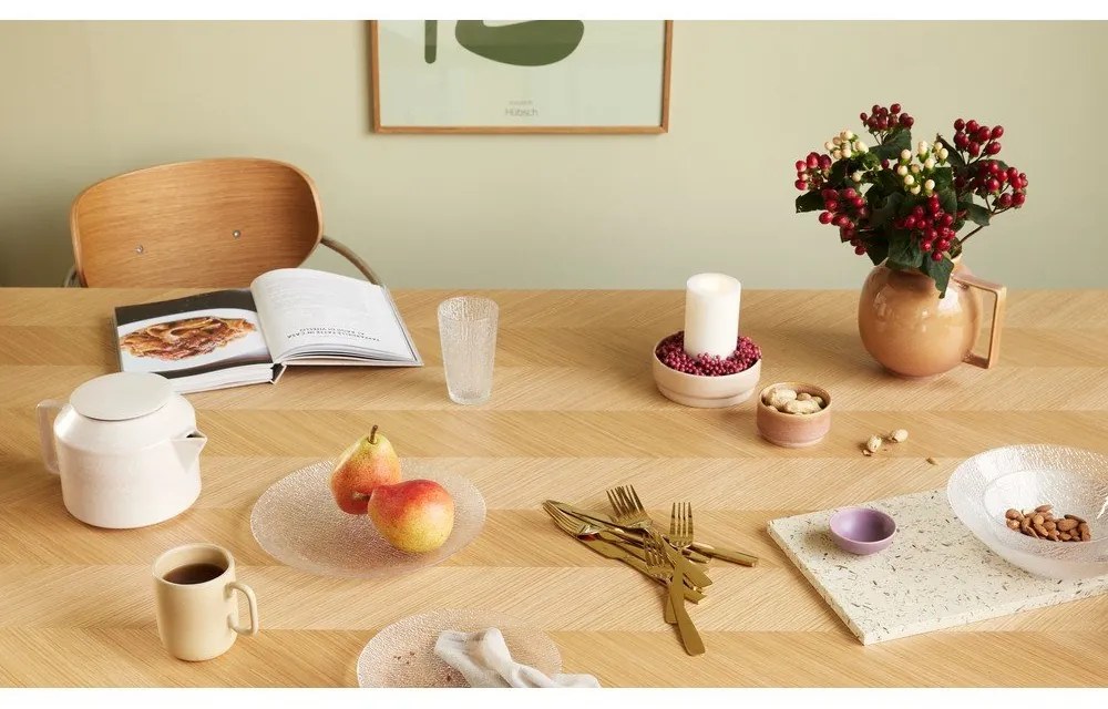 Natúr színű tölgyfa étkezőasztal 100x200 cm Herringbone – Hübsch