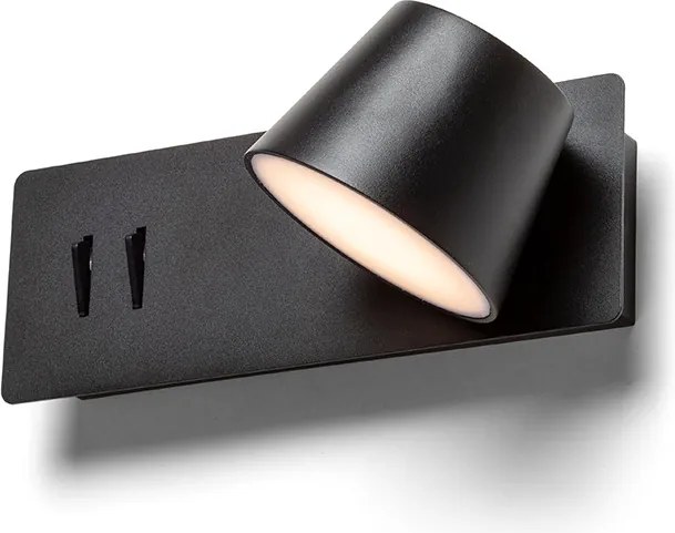 RENDL AMADEUS nástěnná s podsvícením černá 230V LED 4+6W 3000K