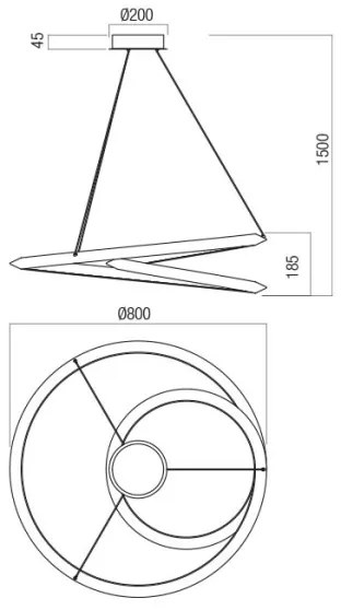 Redo 01-3376 - LED dimmelhető csillár kábelen STORM LED/60W/230V átm. 80 cm fehér