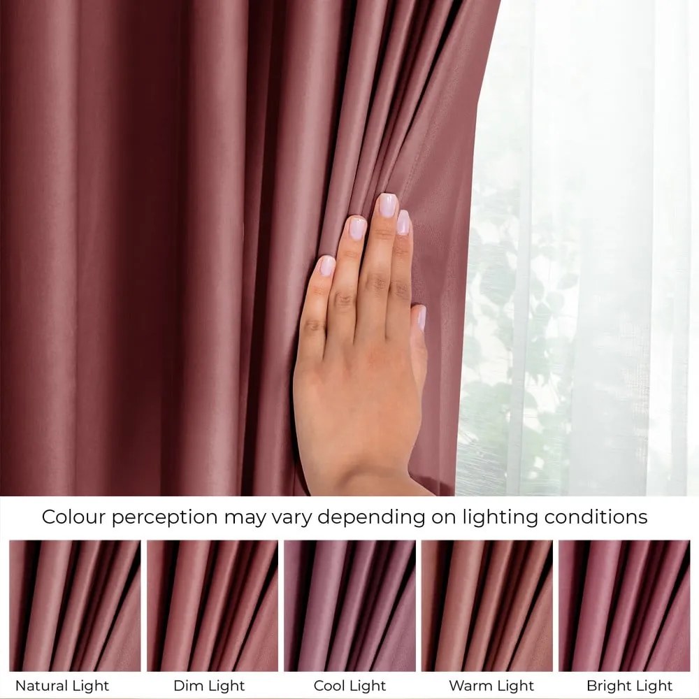 Rózsaszín bársony dimout (részleges sötétítő) függöny 140x245 cm Eyelets – Restilo