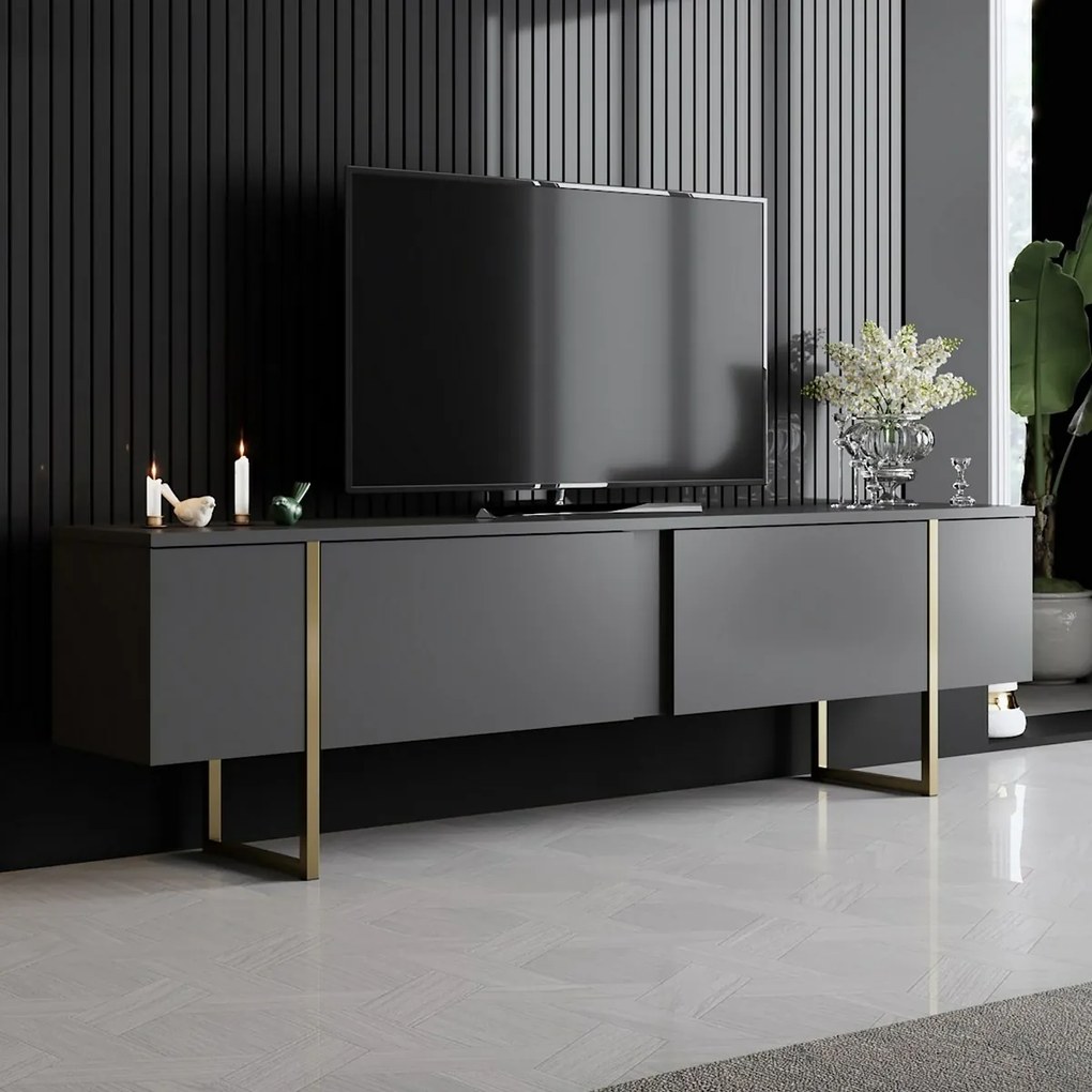 Luxe Anthracite and Gold TV-asztal