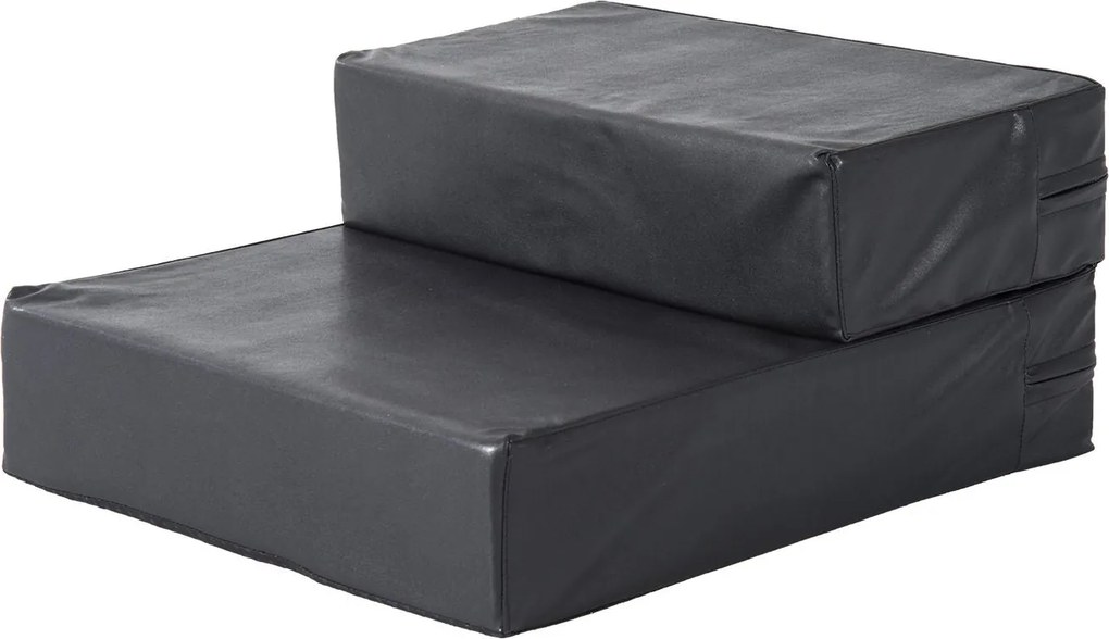 PawHut Háziállat Lépcső Állatpárna 2 Lépés Összecsukható Kutya Lépcső Macskák és Kutyák Számára Fekete L45 x W39 x H20 cm | Aosom