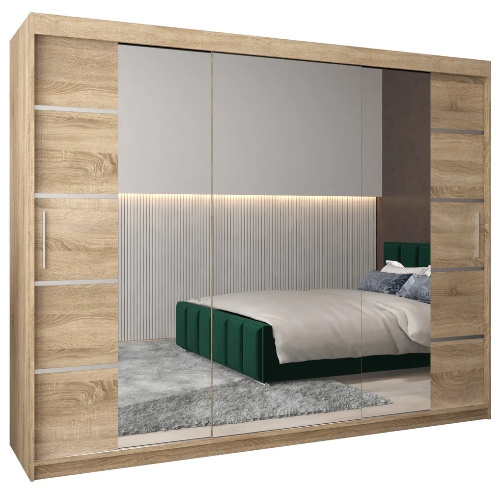 Ruhásszekrény 250 cm Verika 4 250 (szonoma tölgy). 1064328