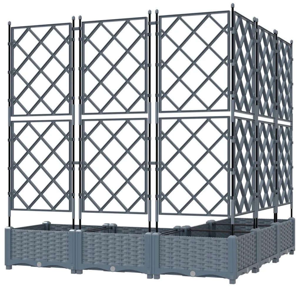 Kertészeti Cserép Rácsos 5 db Világosszürke 120x120x125.5 cm