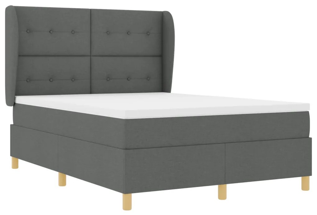 Boxspring Ágy Matracokkal Sötét Szürke 160x200 cm Szövet