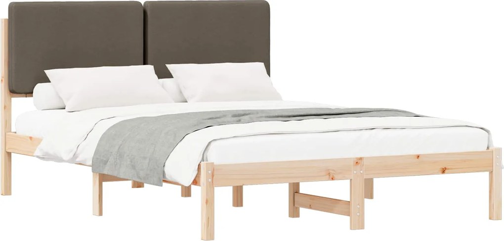 vidaXL Ágykeret Kárpitozott Fejtámlával Tópszínű 160 x 200 cm