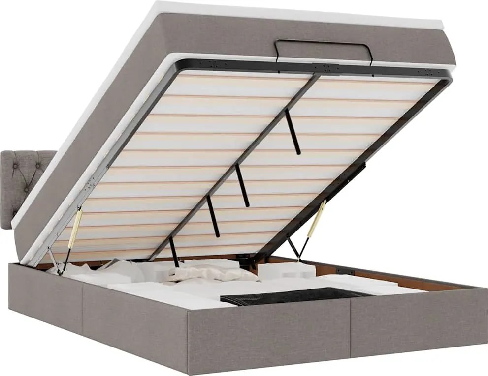 vidaXL Ottomán ágy matraccal & LED-ek Taupe 140x190 cm anyaggal