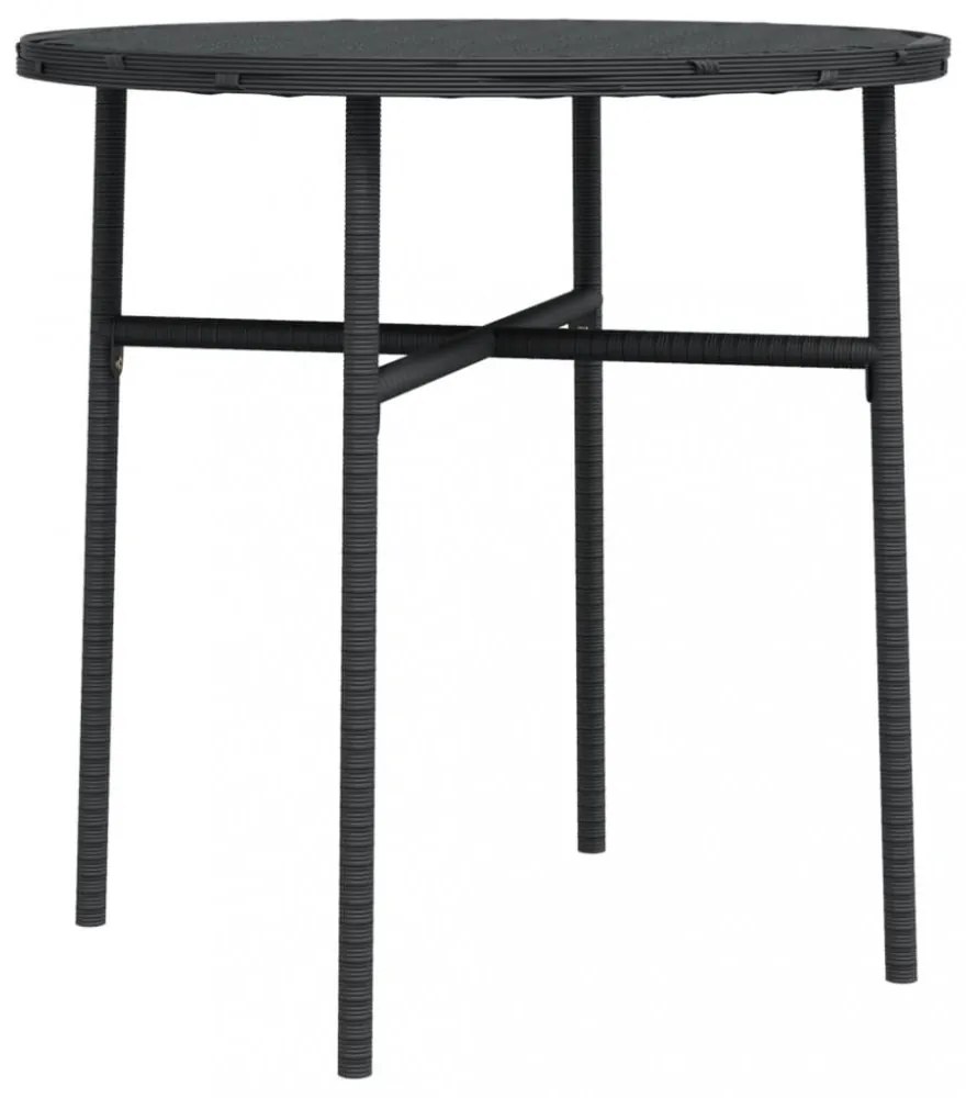 fekete polyrattan teázóasztal 45 cm