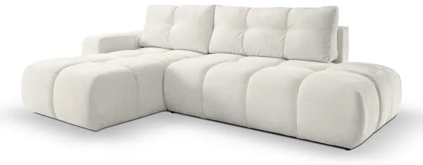 Kihúzható L-alakú kárpitozott sarokülőgarnitúra tárolóval ALMADA balos bézs