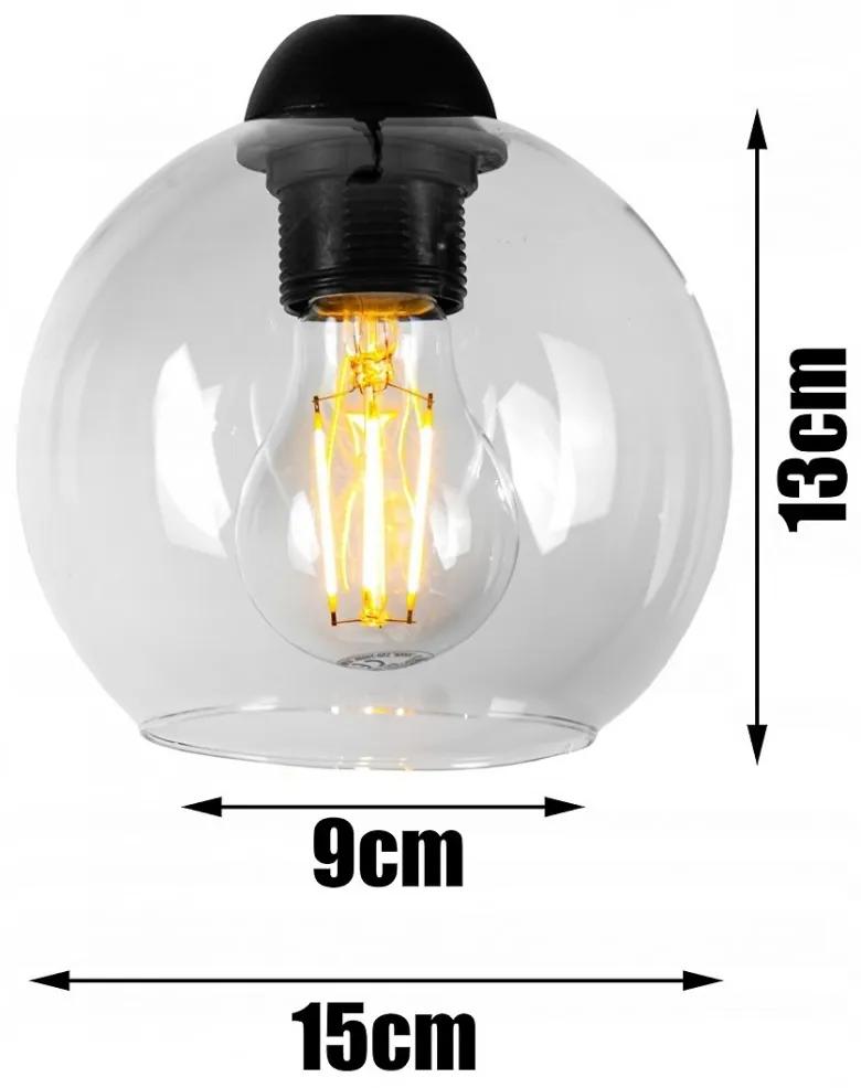 Glimex Orb üvegbúrás fali lámpa kapcsolóval átlátszó 1xE27