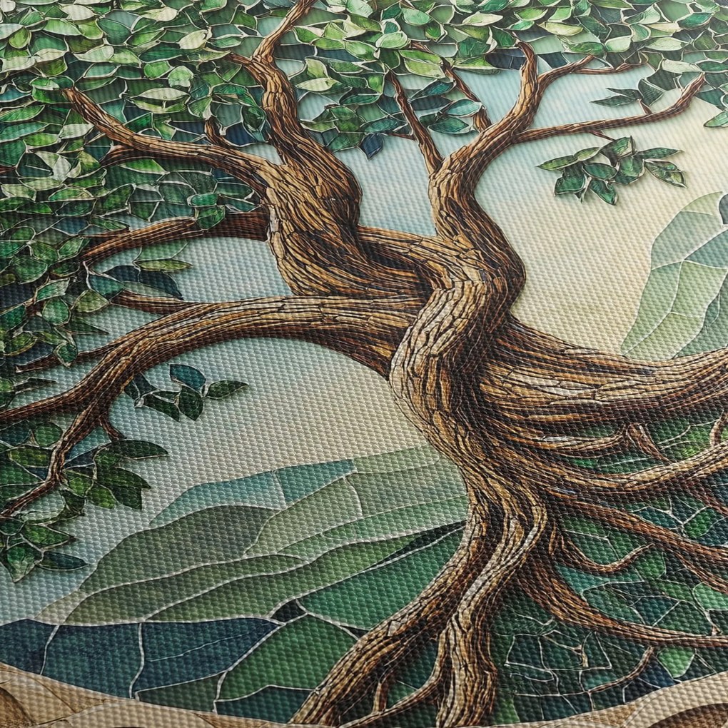 Kép – Fonott életfa (órával) (90x30 cm)