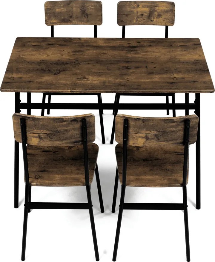 Étkezőgarnitúra 4 székkel 110 × 70 × 76 cm MDF öreg fa AUT-O2155 OLW