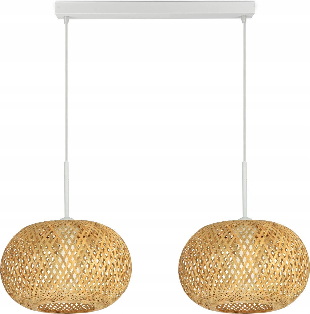 Mennyezeti Lámpa Függő Bambusz Fonott Boho Természetes 581-BZ2 Led Fehér