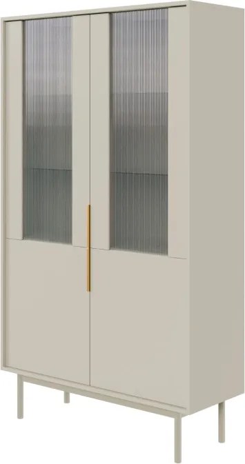 Vitrin szekrény 4 ajtós kasmír színben arany fogantyúkkal – VIVA VI05