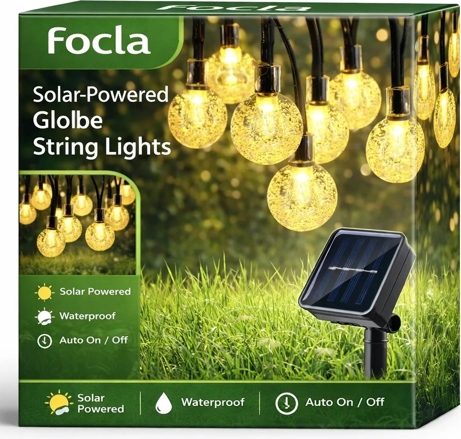 Napelemes Kerti Fényfüzér 50 Led 12 Méter Napelemes Lámpa Erkélyre IP44