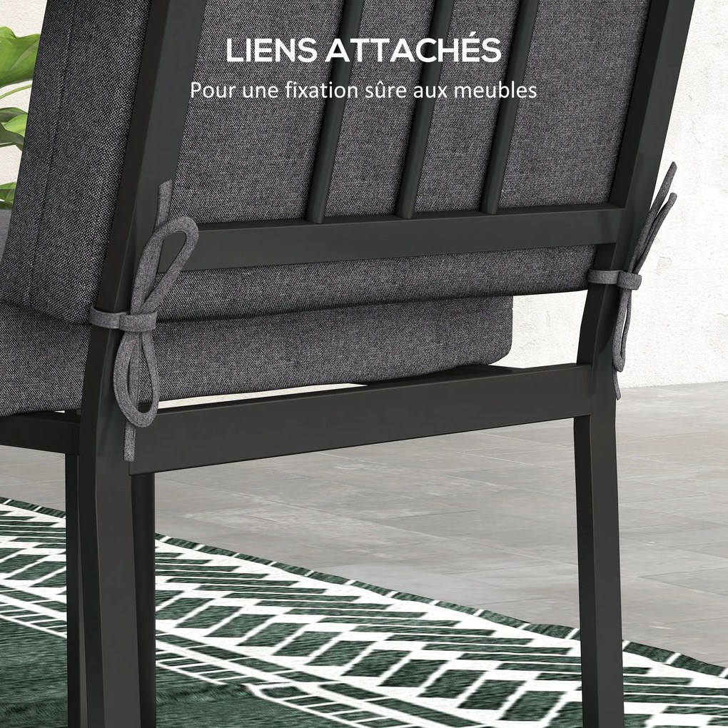 Outsunny 2 darabos kültéri párnaszett háttámlás székre, 8 cm párnázottsággal, méret: 112L x 51W cm, sötétszürke | Aosom