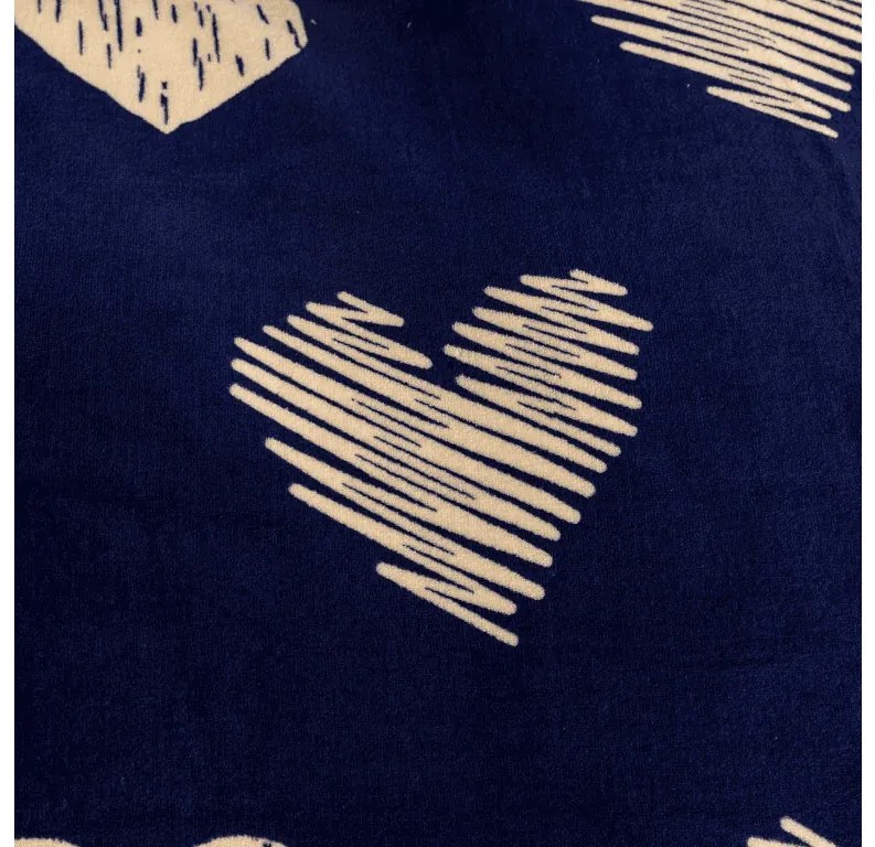 Mikroplüss ágyneműhuzat GOLDEN HEARTS sötétkék Ágyneműhuzat mérete: 2 db 70 x 90 cm | 200 x 220 cm