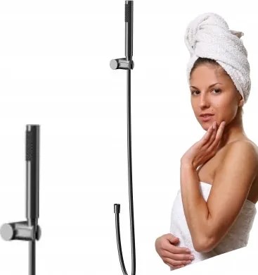 Zen Zuhanyszett Cersanit Fekete Gun Metal EasyCLEAN 150cm