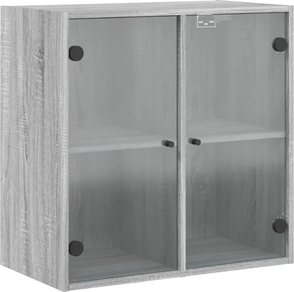 vidaXL szürke sonoma színű faliszekrény üvegajtókkal 68 x 37 x 68,5 cm