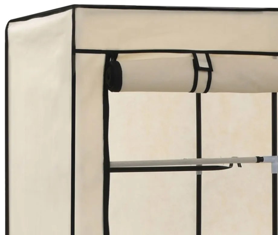 vidaXL krém szövet ruhásszekrény rekeszekkel és rudakkal 150x45x175 cm