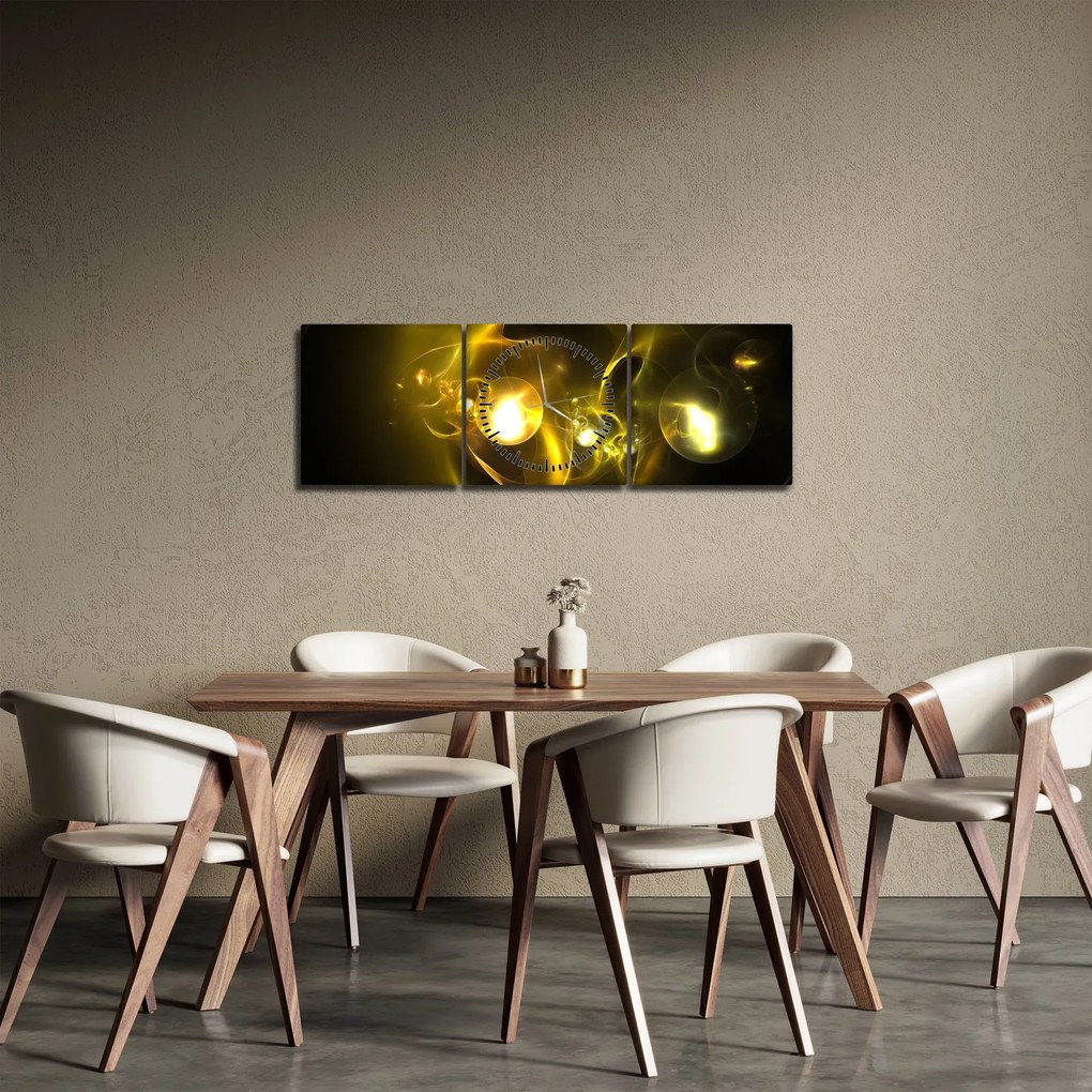 Absztrakt kép sárga gömbök (órával) (90x30 cm)
