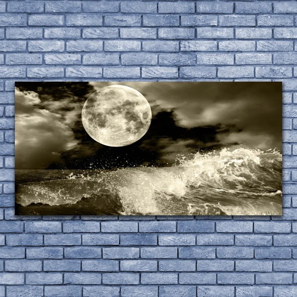 Üvegkép falra Éjszakai Hold Tájkép 125x50 cm