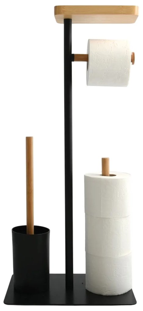 MSV WC papír tartó kefével és tartóval Teiki 20 x30 x 67 cm, fekete