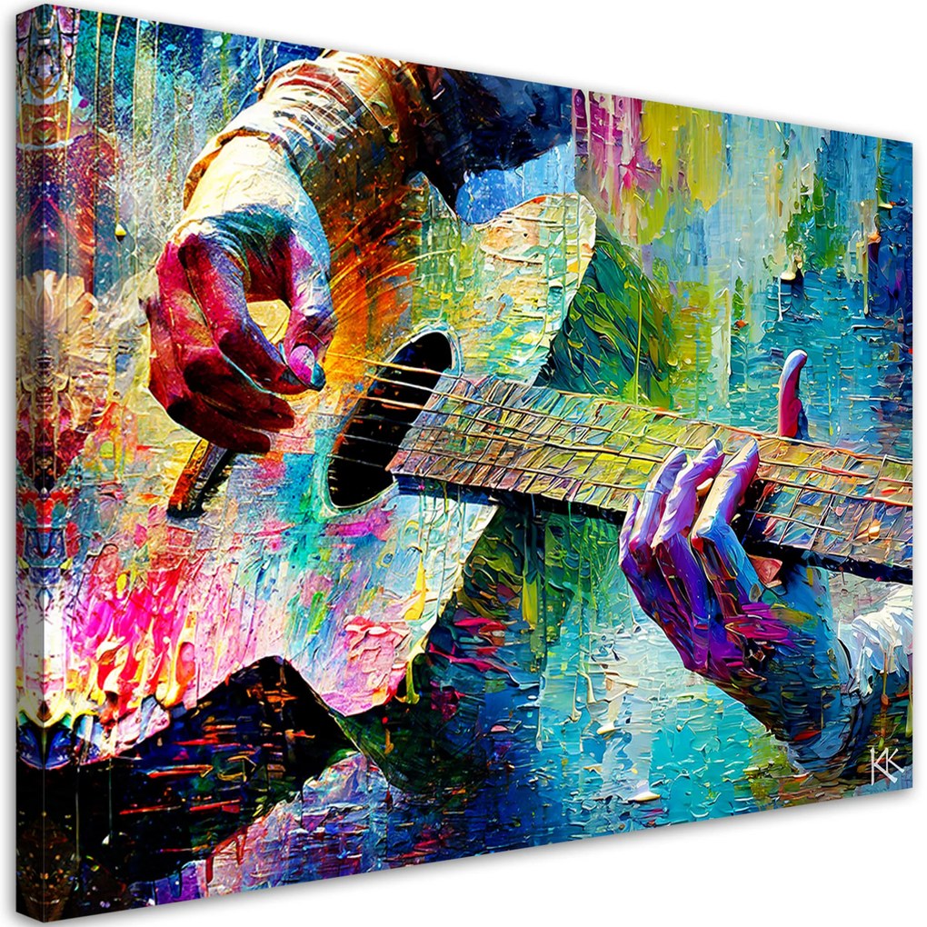 Gario Vászonkép Színes gitár Méret: 100 x 70 cm