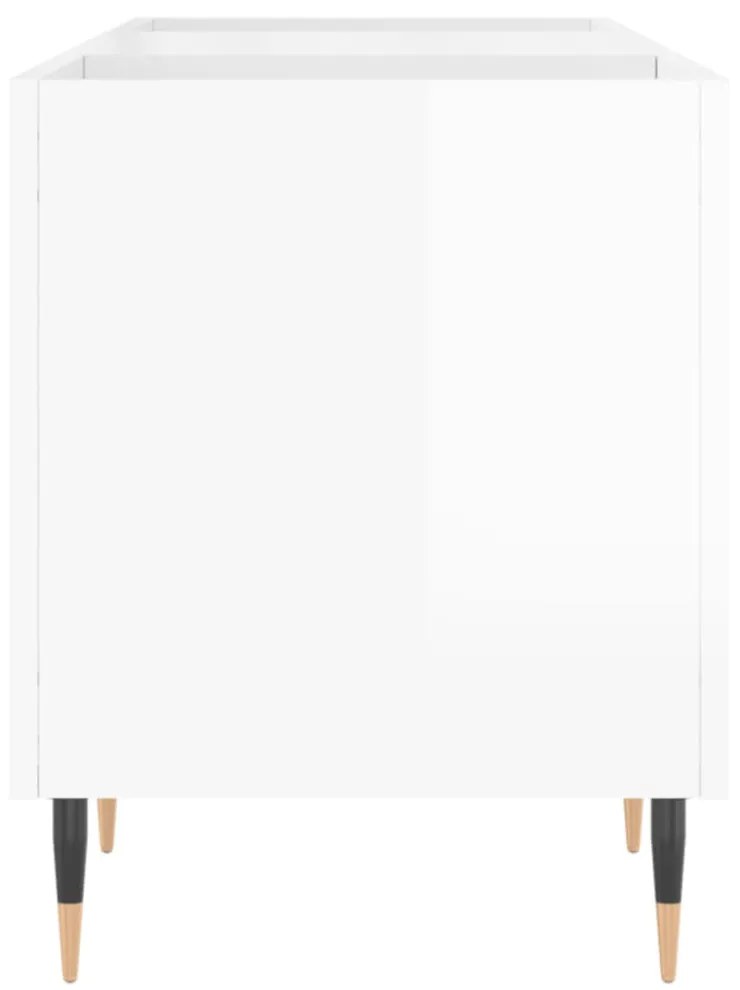 magasfényű fehér szerelt fa hanglemezszekrény 121x38x48 cm