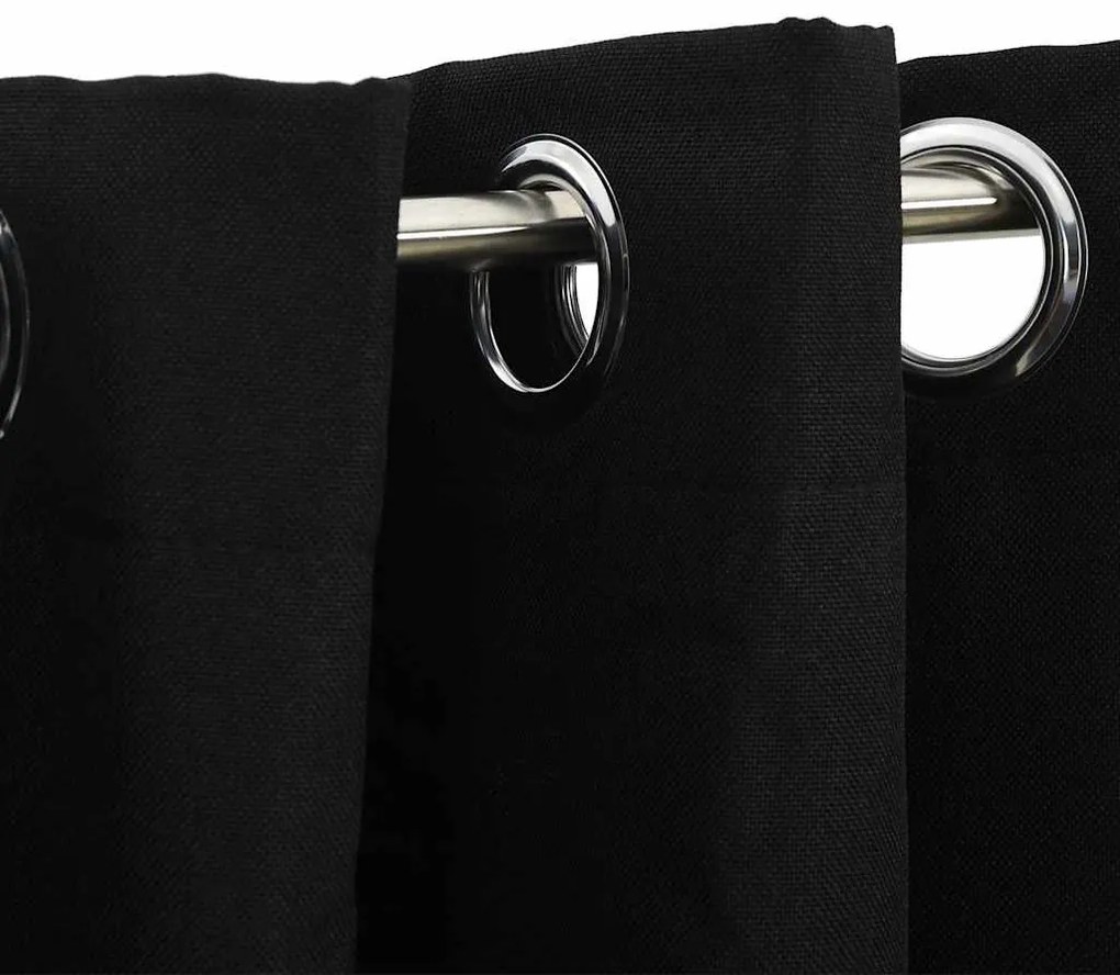vidaXL 2 db fekete, vászonhatású sötétítőfüggöny fűzőkarikával 140 x 225 cm