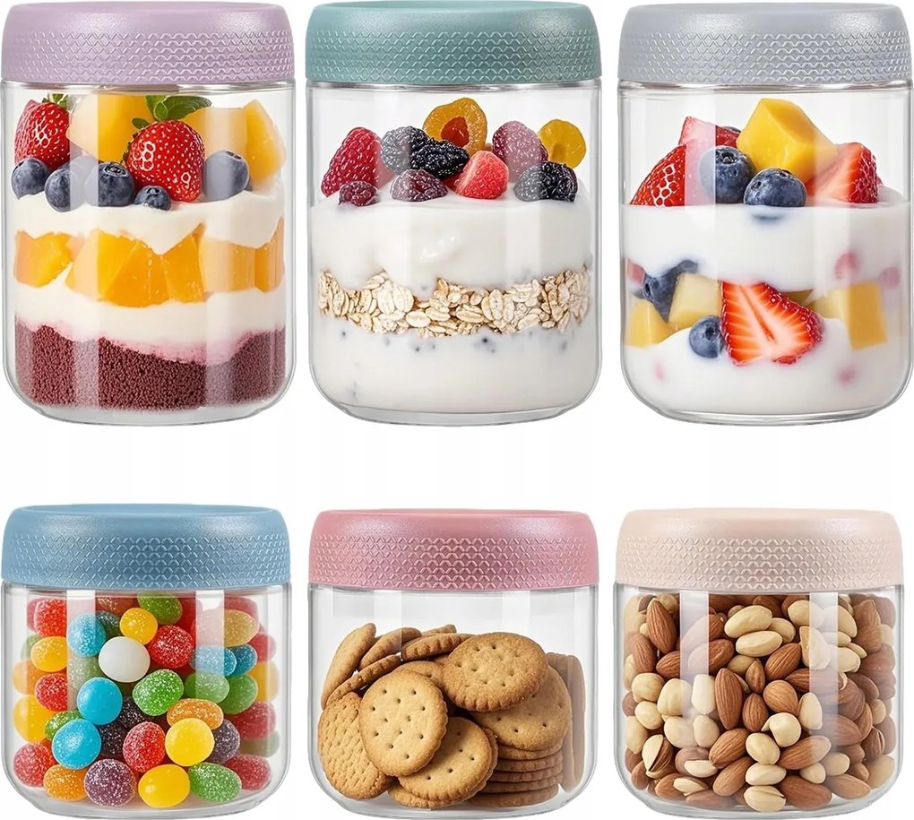 Uzsonnás Tégelyek Joghurt Zabkása Légmentesen Záródó Fedél Szett 6 Db-os